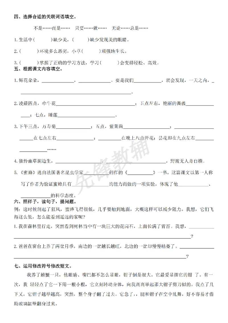 《三年级（下）语文1-8单元基础小测_3年级下册同步教辅_3下-语文_三下语文词语+句子》第8页预览