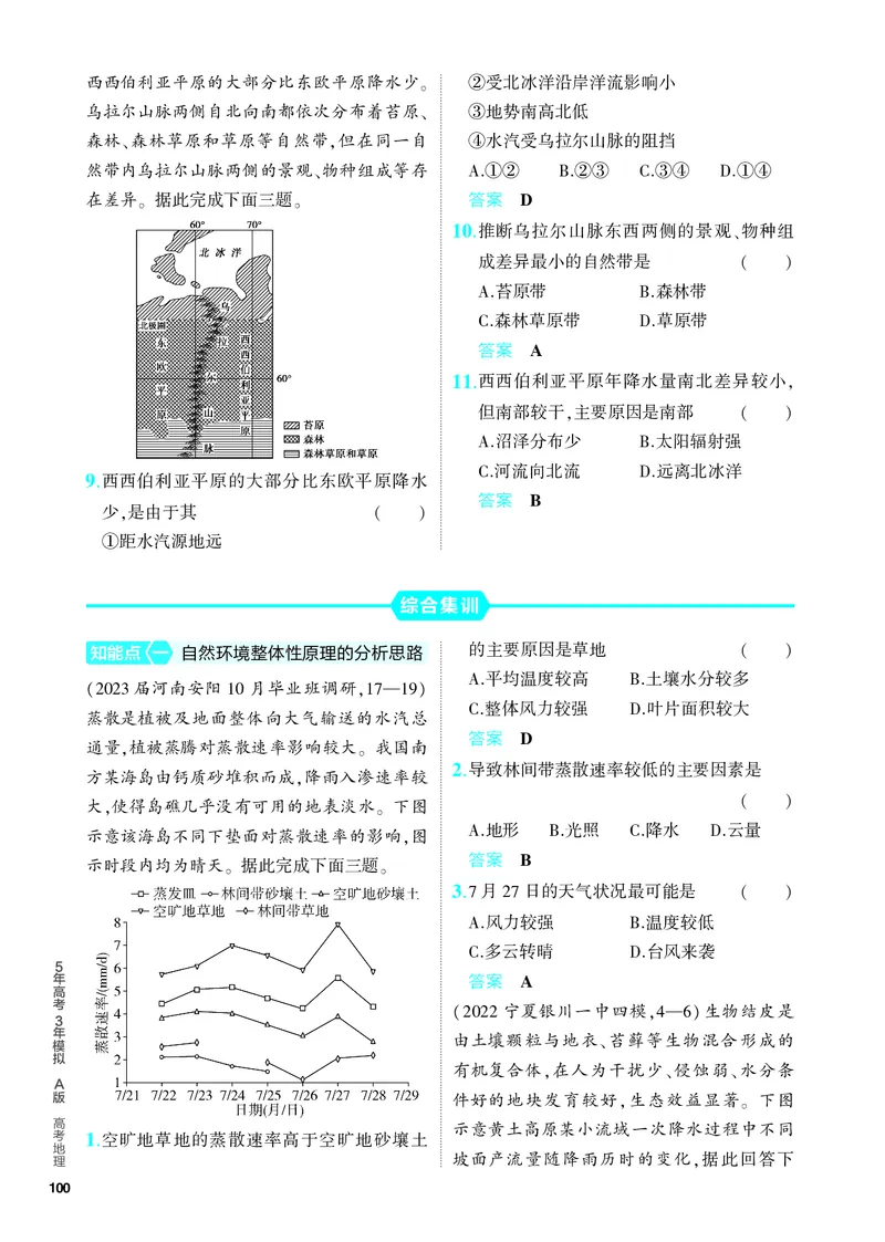 《1_5.PDF教参电子书——分层集训册_2024版教学资源包_2024版.新高考版地理.5·3A版_8_专题六自然环境的整体性与差异性_4_PDF教参电子书》第6页预览