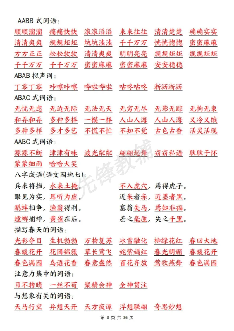 《三年级（下）语文全册重要知识点总结_3年级下册同步教辅_3下-语文_三下语文核心考点》第3页预览
