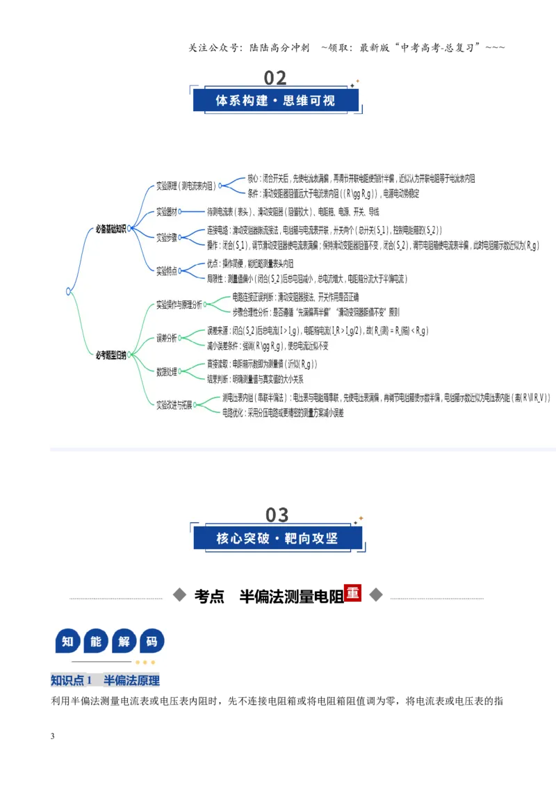 《第34讲实验：半偏法测电表内阻（复习讲义）（福建专用）（学生版）_04-物理-高考总复习_一轮复习_2026年-物理高考一轮复习_2026年高考物理一轮课件+讲义+练习（福建专用）-G328》第3页预览