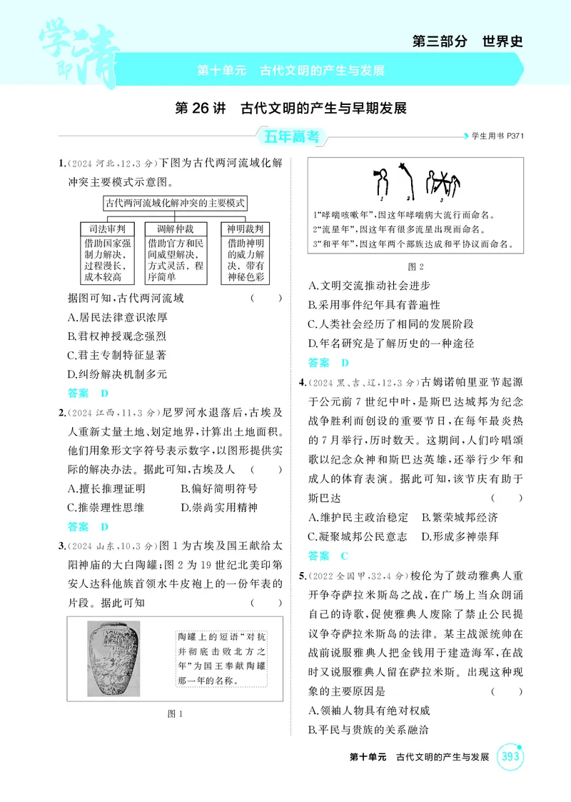 《1_10-第十单元古代文明的产生与发展-副本_2026版教学资源包_202653高考总复习A版_江苏版_2026版.江苏版.选考总复习.历史.5·3A版_二、教师用书PDF_第三部分世界史_1_精练册PDF》第1页预览
