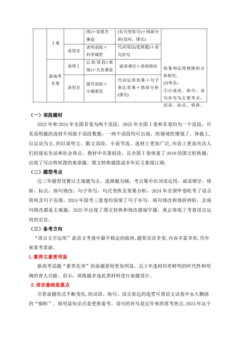 《03语言文字运用之从三年高考真题探究语言文字运用命题规律_高考一二三轮复习_语文_2026年-语文一轮复习_2026年高考语文一轮复习之语言文字运用（全国通用）-G389_资料》第2页预览
