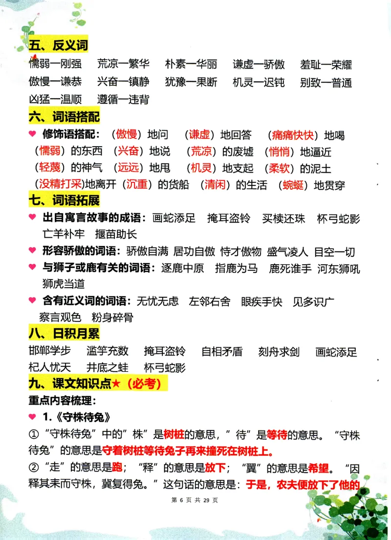 《三年级（下）语文1-8单元学霸重点知识梳理60_3年级下册同步教辅_3下-语文_三下语文重点必背》第6页预览