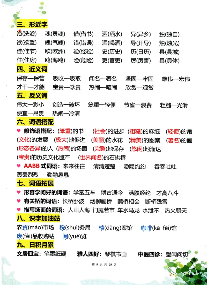 《三年级（下）语文1-8单元学霸重点知识梳理60_3年级下册同步教辅_3下-语文_三下语文重点必背》第9页预览