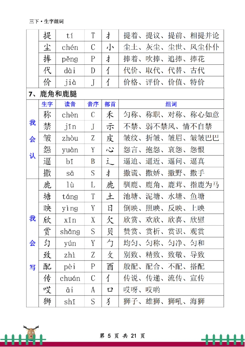 《三年级（下）语文生字组词1_3年级下册同步教辅_3下-语文_三下语文生字+字帖》第5页预览