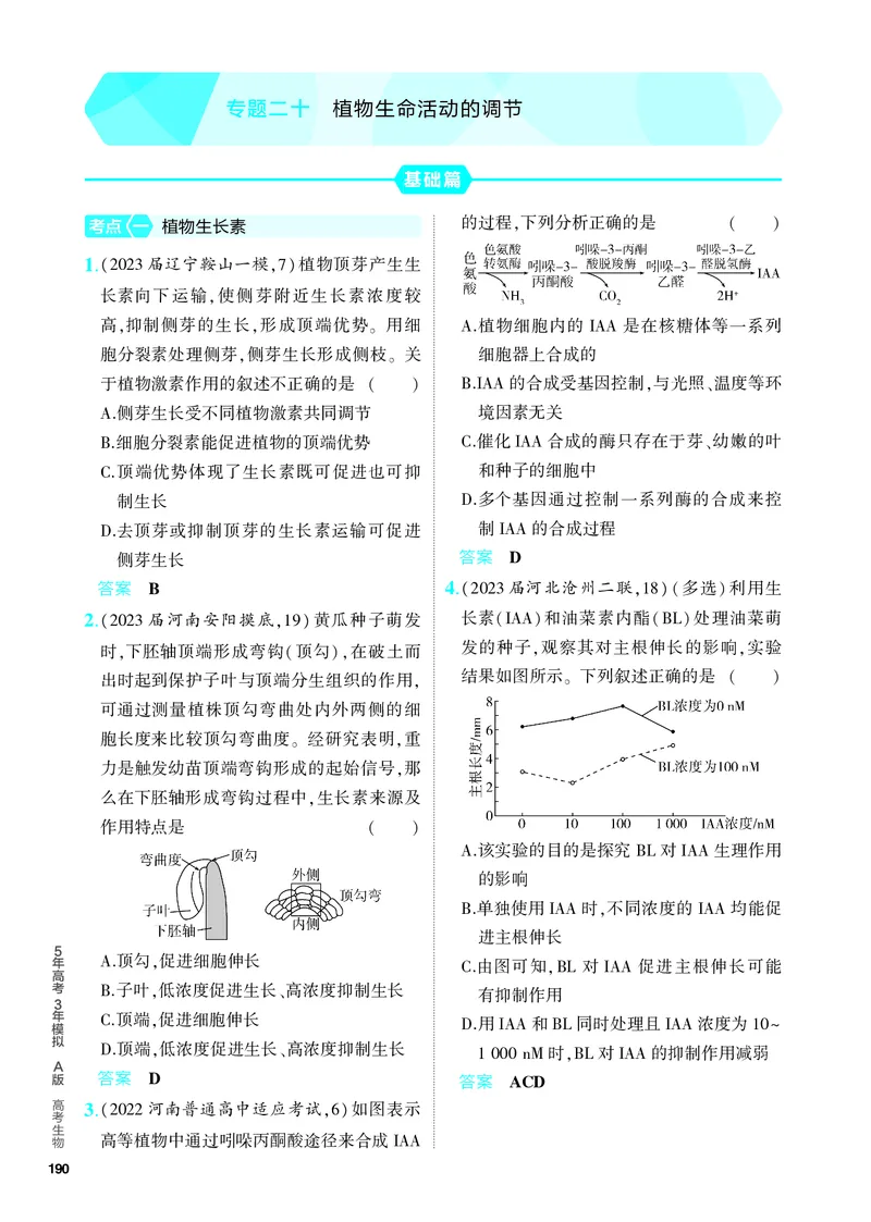 《2_20-专题二十　植物生命活动的调节（教参电子书—分层集训）_2024版教学资源包_2024版.新高考版生物.5·3A版_20_专题二十植物生命活动的调节_4_PDF教参电子书》第1页预览