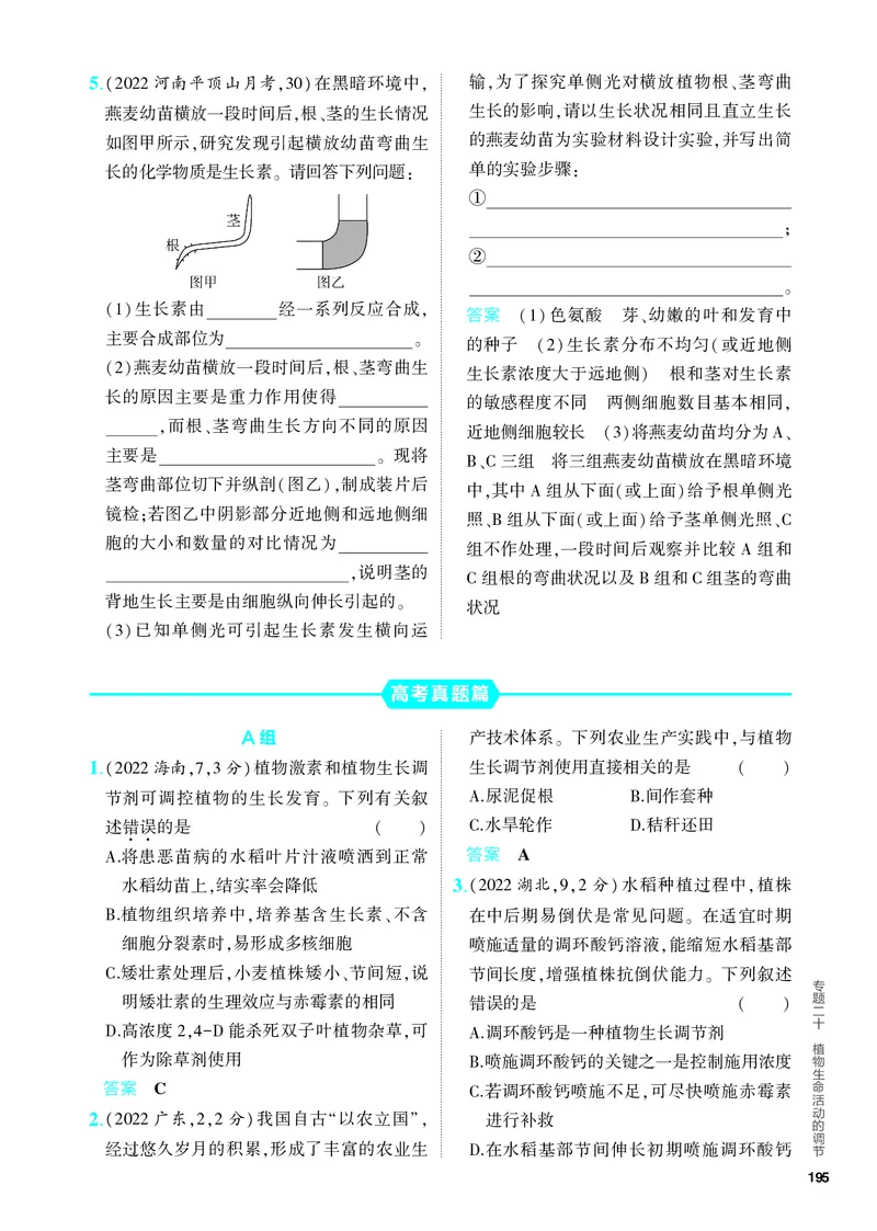 《2_20-专题二十　植物生命活动的调节（教参电子书—分层集训）_2024版教学资源包_2024版.新高考版生物.5·3A版_20_专题二十植物生命活动的调节_4_PDF教参电子书》第6页预览