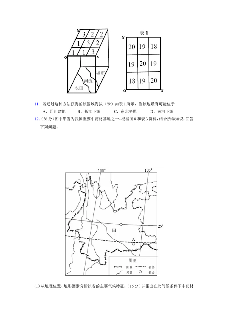 《2010年高考文综（重庆市）地理部分及答案(1)_地理_2027年高考地理专项复习_2008年-2026年地理高考真题-G427_2008-2020年高考_地方卷_重庆高考地理08-20》第3页预览