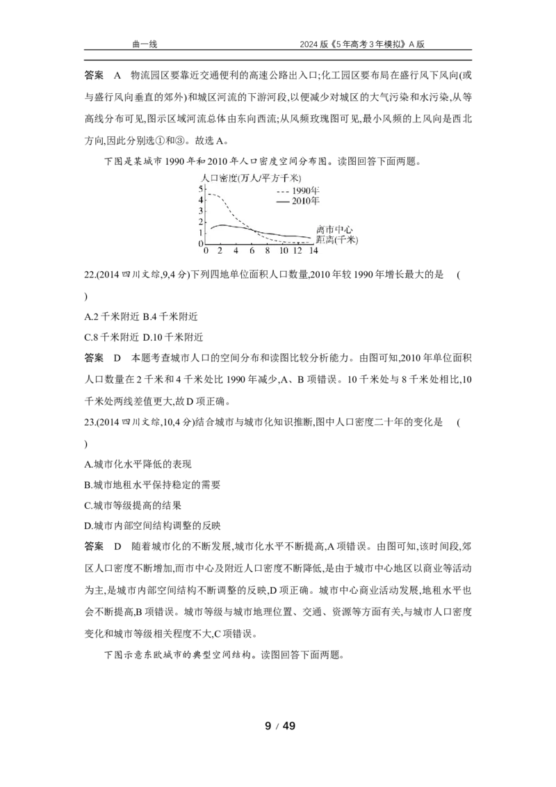 《1_专题八　乡村和城镇_2024版教学资源包_2024版.新高考版地理.5·3A版_10_专题八城镇与乡村_5_10年高考真题分类题组》第9页预览