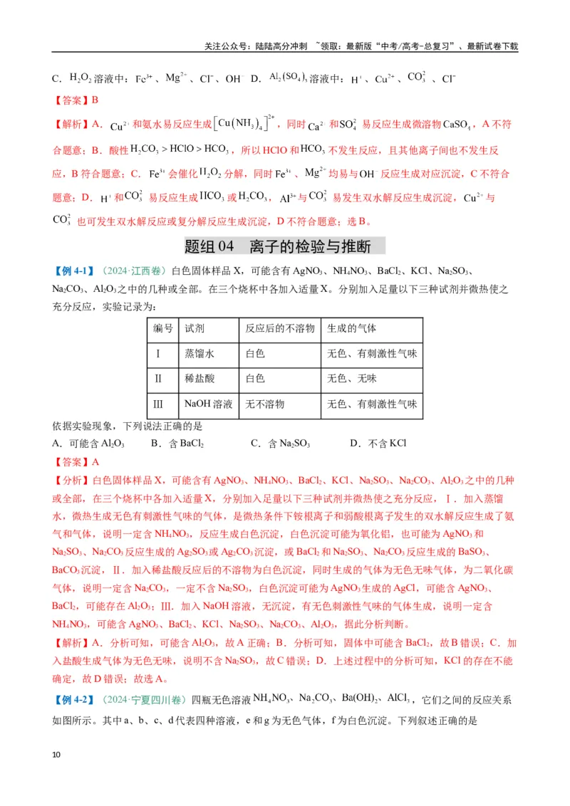 《题型05离子反应-（新高考通用）（解析版）_05-化学-高考总复习_二轮复习_2025年_2025年高考化学二轮热点题型归纳与变式演练（新高考通用）》第10页预览