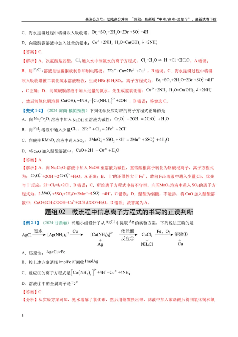 《题型05离子反应-（新高考通用）（解析版）_05-化学-高考总复习_二轮复习_2025年_2025年高考化学二轮热点题型归纳与变式演练（新高考通用）》第3页预览
