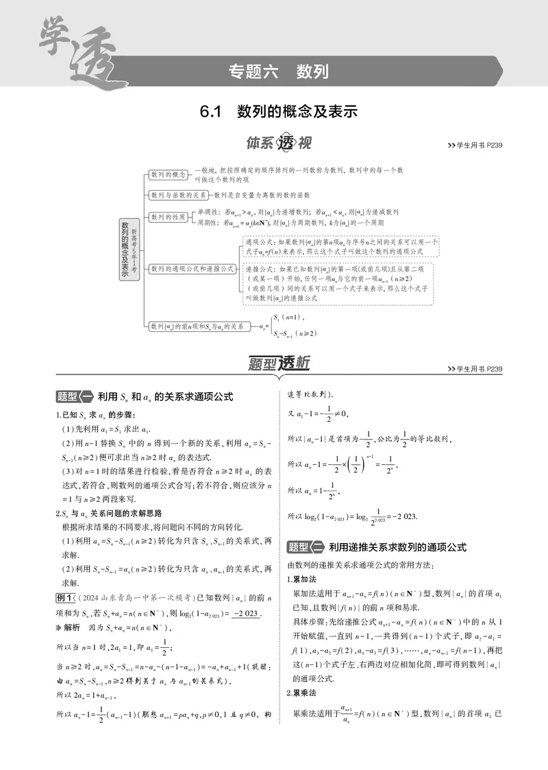 《1_6.1数列的概念及表示_2025版教学资源包_（总复习系列）2025版《5年高考3年模拟》新高考版B版（⭐全科）_2025版.新高考新教材版.高考总复习.数学.5·3B版_图书电子资源_专题六数列》第1页预览