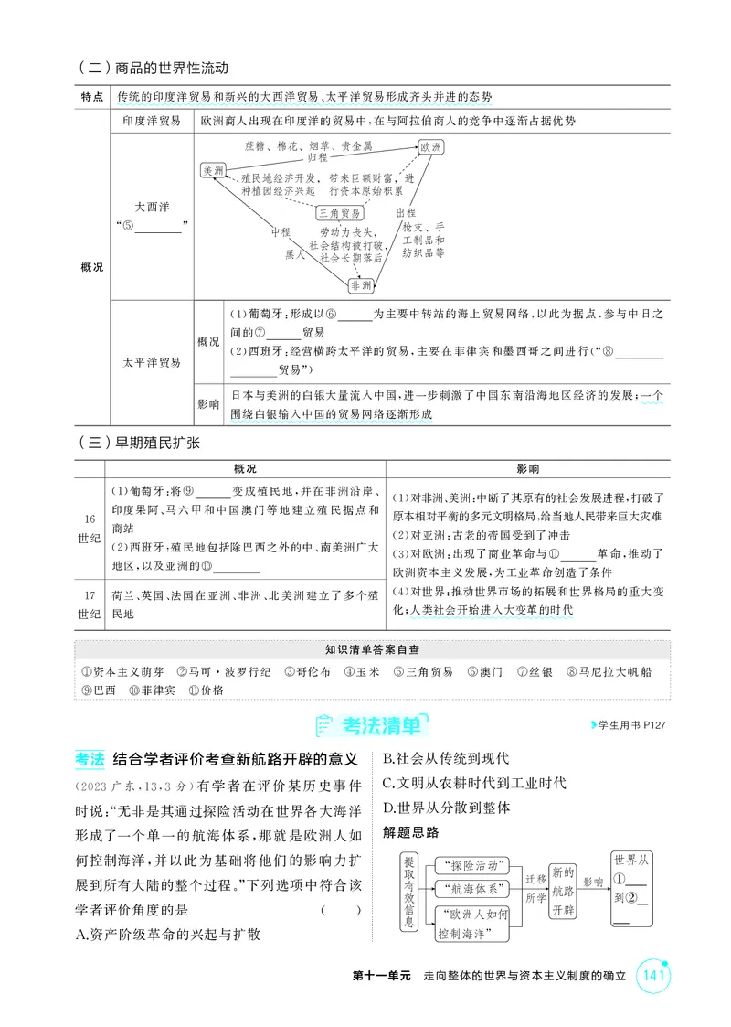 《1_11-第十一单元　走向整体的世界与资本主义制度的确立_2026版教学资源包_202653高考总复习A版_湖南版_2026版.湖南版.选考总复习.历史.5·3A版_二、教师用书PDF_必修中外历史纲要（下）_730》第3页预览