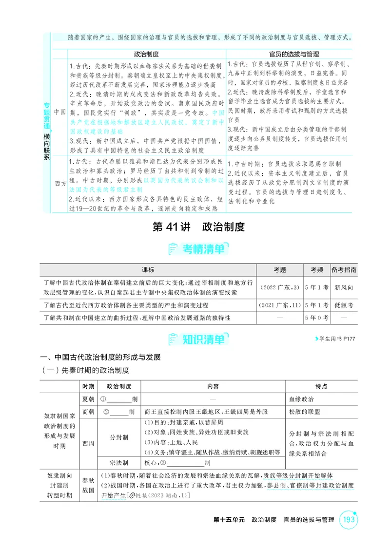 《1_15-第十五单元　政治制度　官员的选拔与管理_2026版教学资源包_202653高考总复习A版_广东版_2026版.广东版.选考总复习.历史.5·3A版_二、教师用书PDF_选择性必修1国家制度与社会治理_887》第2页预览