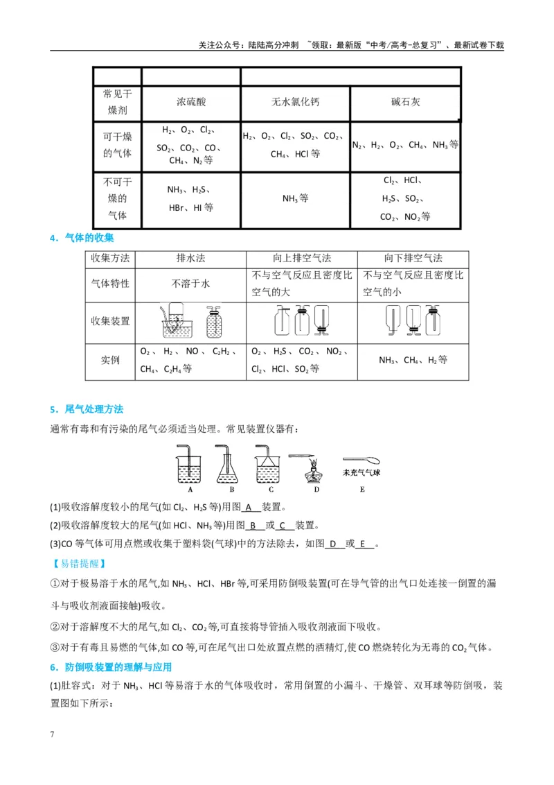 《（能力版）微专题44以气体制备为主体的实验-（教师版）(全国版)_05-化学-高考总复习_一轮复习_2024年_2024高考化学一轮复习考点微专题考情分析经_资料_2025版》第7页预览
