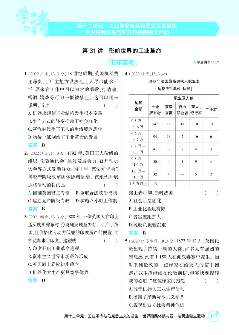 《1_12-第十二单元　工业革命与马克思主义的诞生　世界殖民体系与亚非拉民族独立运动_2026版教学资源包_202653高考总复习A版_广东版_2026版.广东版.选考总复习.历史.5·3A版_二、教师用书PDF》第1页预览