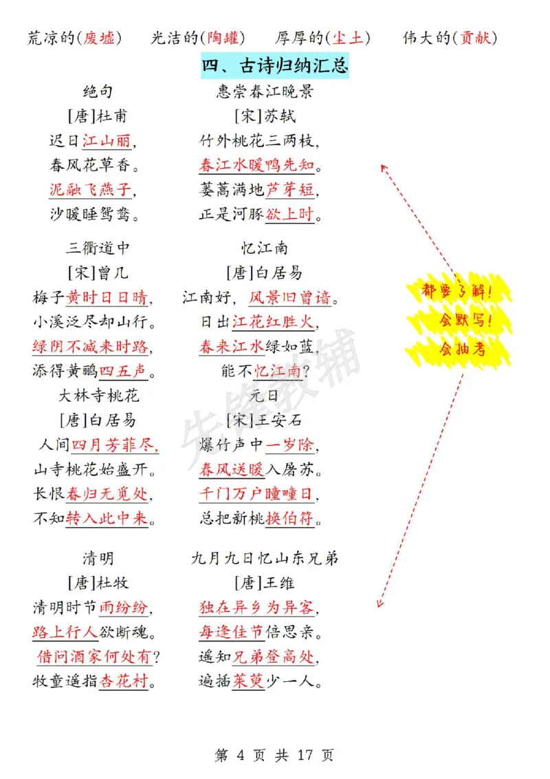 《三年级（下）语文全册期末重要考点归纳1_3年级下册同步教辅_3下-语文_三下语文核心考点》第4页预览