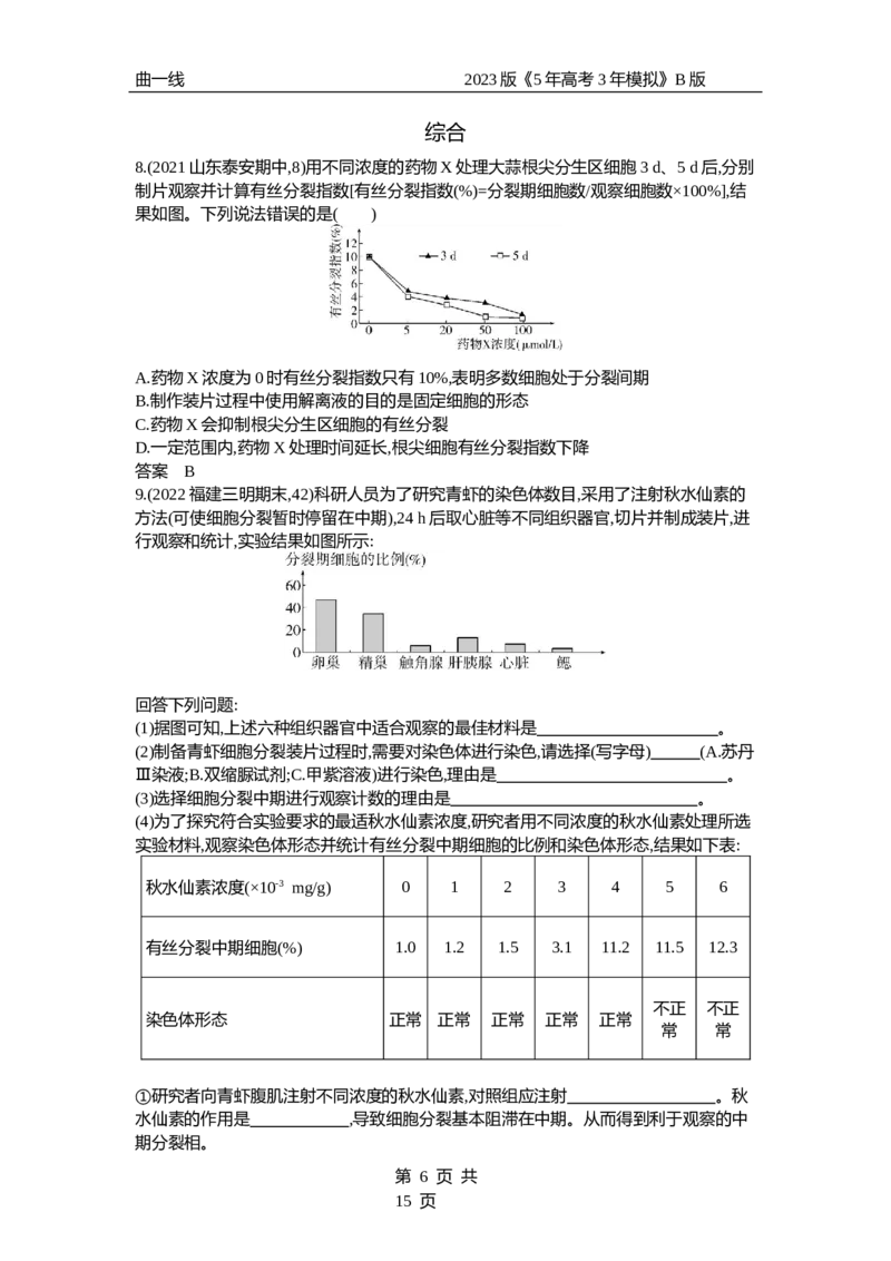 《1_专题7　细胞的增殖（试题word）_2023版教学资源包_2023版新高考新教材版选考总复习生物5·3B版_7_专题七细胞的增殖_3_试题WORD》第6页预览