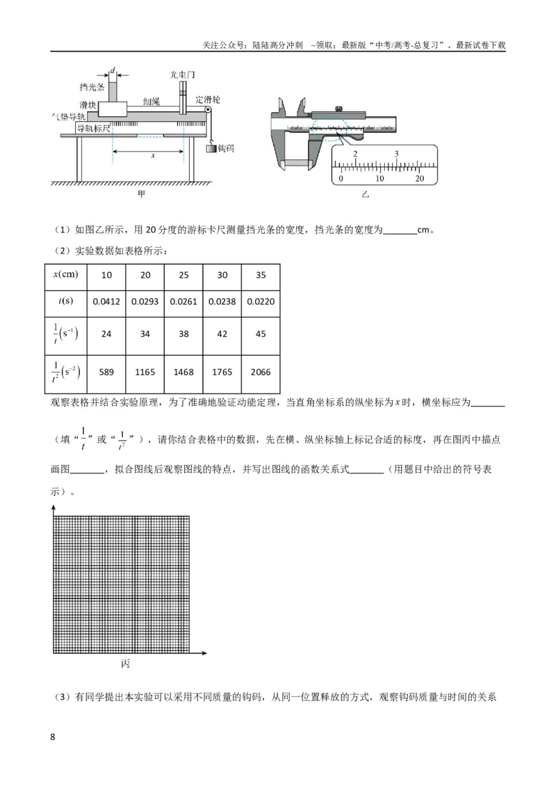 《考点巩固卷80力学实验（原卷版）_04-物理-高考总复习_一轮复习_2024年_2024年高考物理一轮复习考点通关卷（新高考通用）_考点巩固卷_物理实验》第8页预览