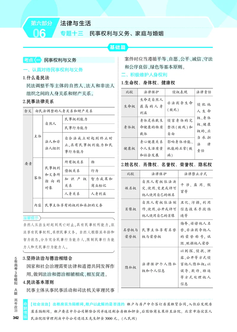 《2_4.知识讲解专题十三_2024版教学资源包_2024版.新高考版政治.5·3A版_13_专题十三民事权利与义务、家庭与婚姻_4_PDF教参电子书》第1页预览