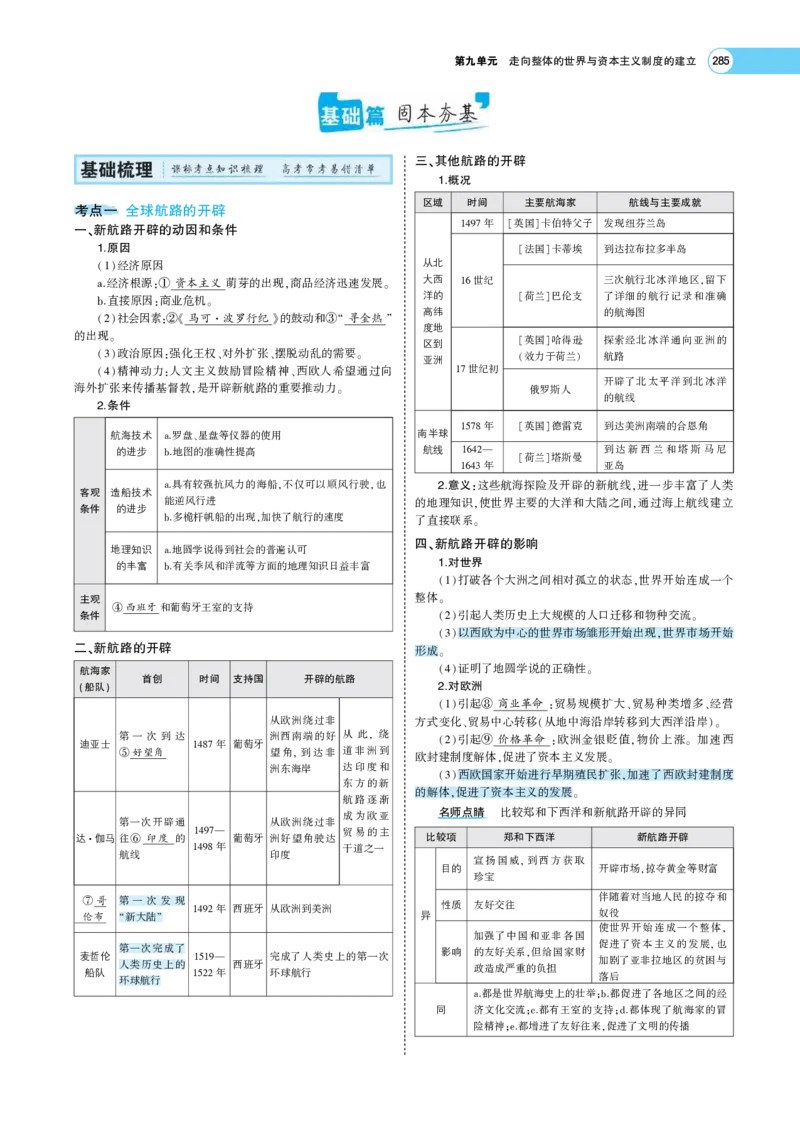 《1_专题考点精析_2023版教学资源包_2023版新高考版选考总复习历史5·3A版_9_第九单元走向整体的世界与资本主义制度的确立_7_专题考点精析》第2页预览
