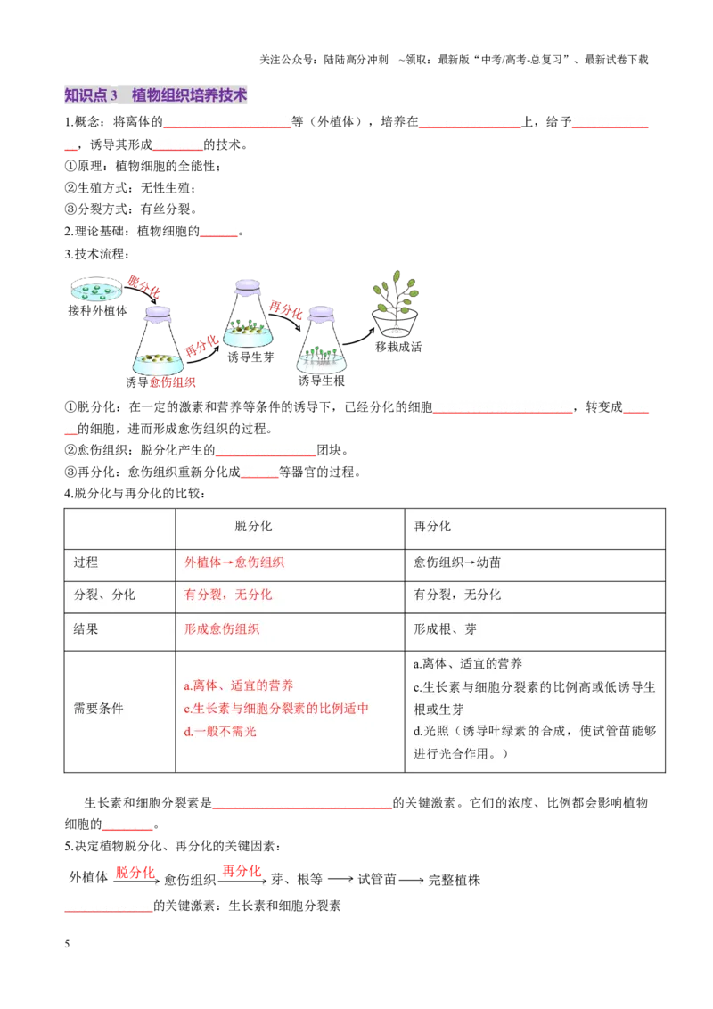 《第39讲植物细胞工程（讲义）（学生版）_06-生物-高考总复习_一轮复习_2025年_2025年高考生物一轮复习讲义+练习+课件（新教材新高考）_第十单元生物技术与工程》第5页预览