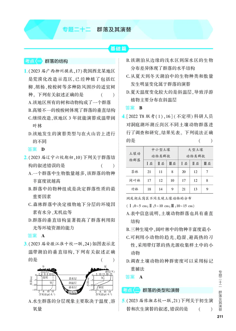 《2_22-专题二十二　群落及其演替（教参电子书—分层集训）_2024版教学资源包_2024版.新高考版生物.5·3A版_22_专题二十二群落及其演替_4_PDF教参电子书》第1页预览