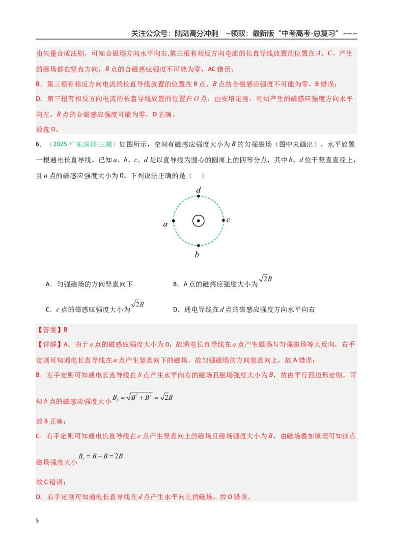 《第38讲磁场及其对电流的作用（专项训练）（安徽专用）（教师版）_04-物理-高考总复习_一轮复习_2026年-物理高考一轮复习_2026年高考物理一轮课件+讲义+练习（安徽专用）-G326》第5页预览