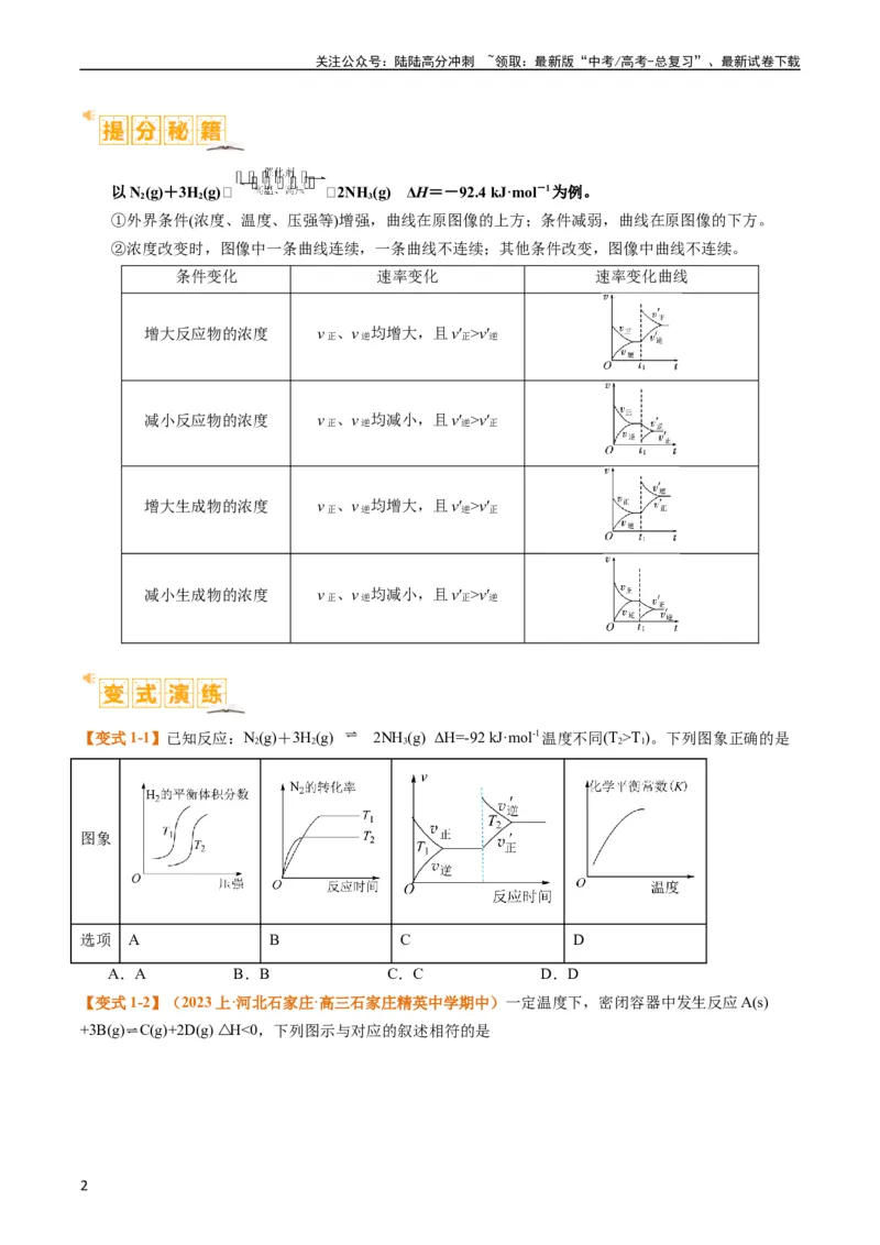 《题型12化学平衡图表分析（原卷版）_05-化学-高考总复习_二轮复习_2024年_2024年新高考化学二轮复习热点题型归纳与变式演练》第2页预览