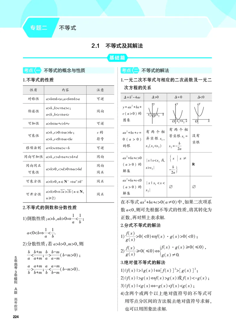 《2_2.1　不等式及其解法_2024版教学资源包_2024版.新高考版数学.5·3A版_3_专题二21不等式及其解法_4_PDF教参电子书》第1页预览
