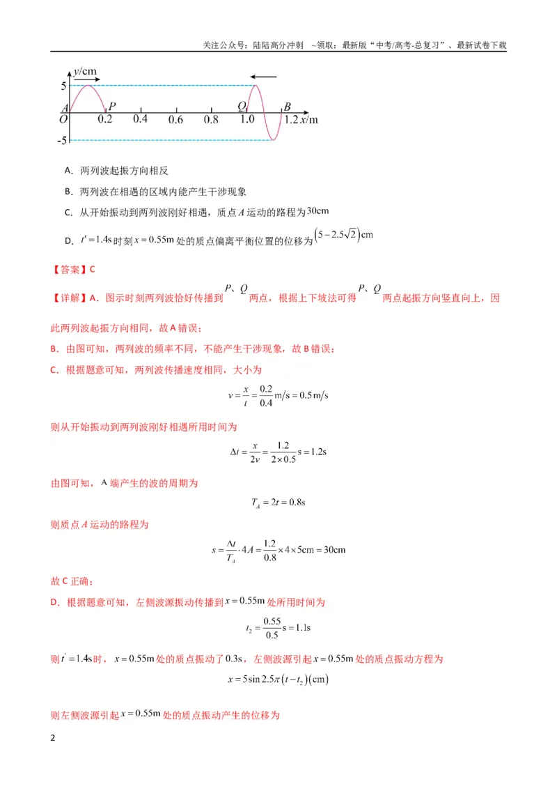《考点巩固卷50波的干涉和衍射（解析版）_04-物理-高考总复习_一轮复习_2024年_2024年高考物理一轮复习考点通关卷（新高考通用）_考点巩固卷_力学部分_8机械振动和机械波》第2页预览