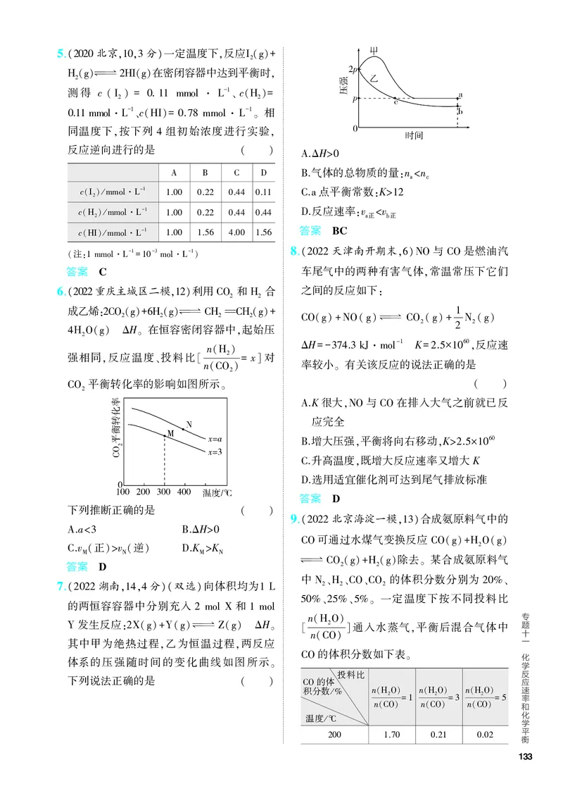《2_5.PDF教参电子书——分层集训册_2024版教学资源包_2024版.新高考版化学.5·3A版_11_专题十一化学反应速率和化学平衡_6_专题电子书》第10页预览