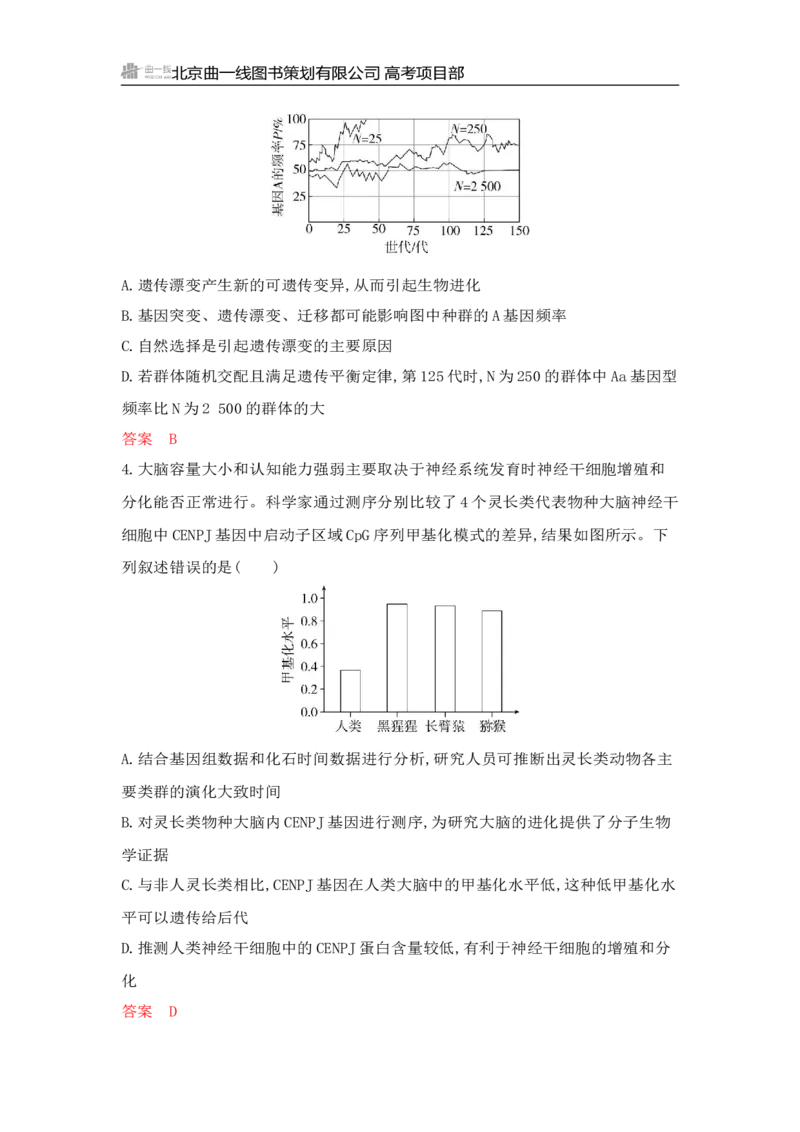 《1_专题过关检测练Word-第12章　生物的进化_2026版教学资源包_202653高考总复习A版_山东版_2026版.山东版.选考总复习.生物.5·3A版_第2部分遗传与进化_第12章生物的进化_6_专题检测》第2页预览