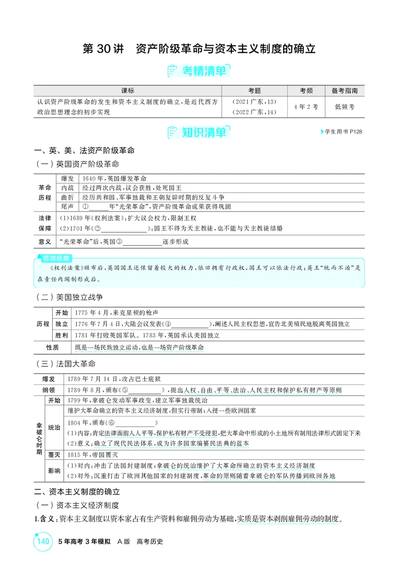 《1_11-第十一单元　走向整体的世界与资本主义制度的确立_2026版教学资源包_202653高考总复习A版_广东版_2026版.广东版.选考总复习.历史.5·3A版_二、教师用书PDF_必修中外历史纲要（下）_496》第8页预览