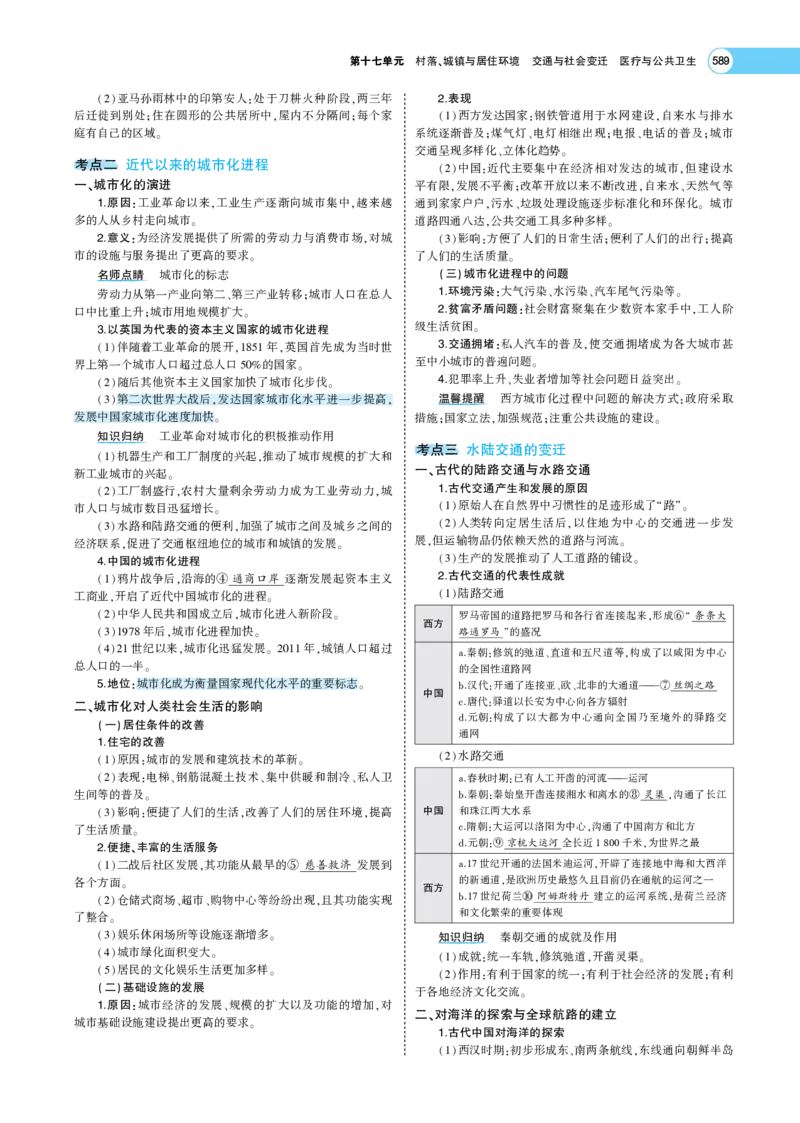 《1_专题考点精析_2023版教学资源包_2023版新高考版选考总复习历史5·3A版_17_第十七单元村落、城镇与居住环境交通与社会变迁医疗与公共卫生_7_专题考点精析》第3页预览