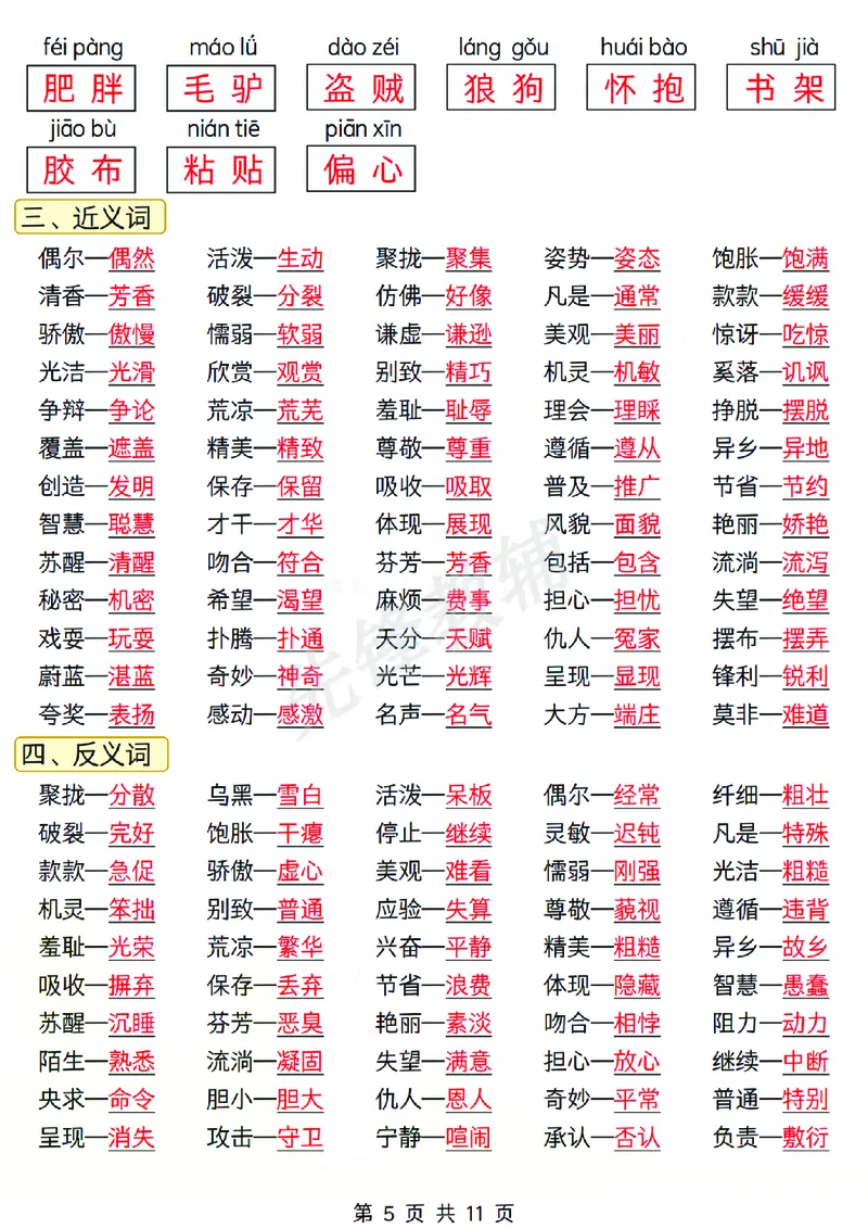 《三年级（下）语文全册重点知识总结(3)_3年级下册同步教辅_3下-语文_三下语文重点必背》第5页预览
