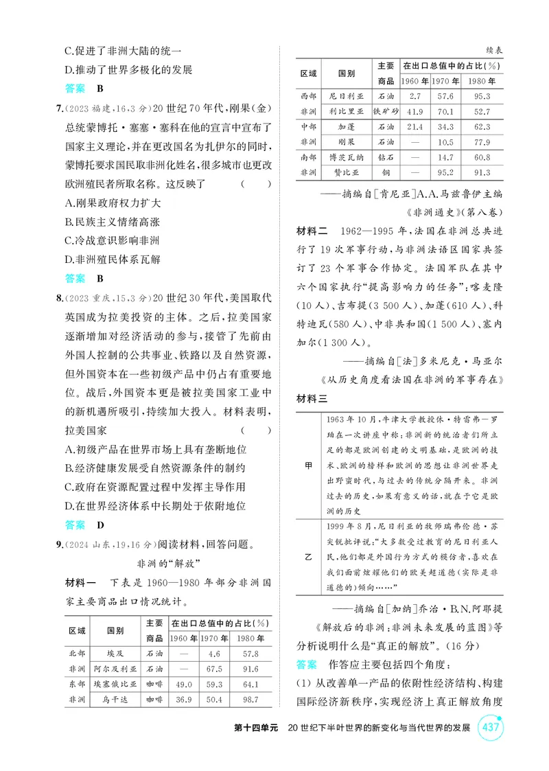 《1_14-第十四单元　20世纪下半叶世界的新变化与当代世界的发展_2026版教学资源包_202653高考总复习A版_湖南版_2026版.湖南版.选考总复习.历史.5·3A版_二、教师用书PDF_必修中外历史纲要（下）》第6页预览