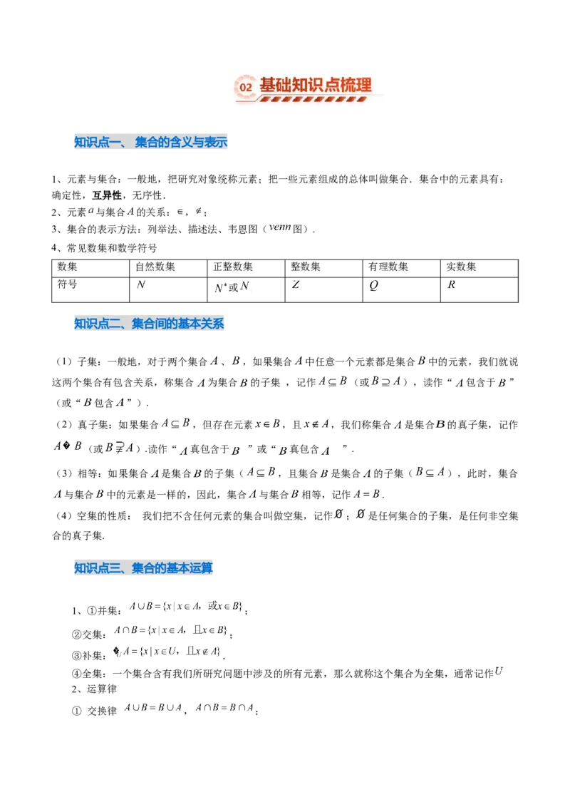 《1.1集合（4大知识点+9大题型）（讲义+精练）（学生版）_高考一二三轮复习_数学_2027年高考数学一轮更新中_72027年高考数学一轮复习解题妙招精讲与题型整合（新高考专用）》第3页预览