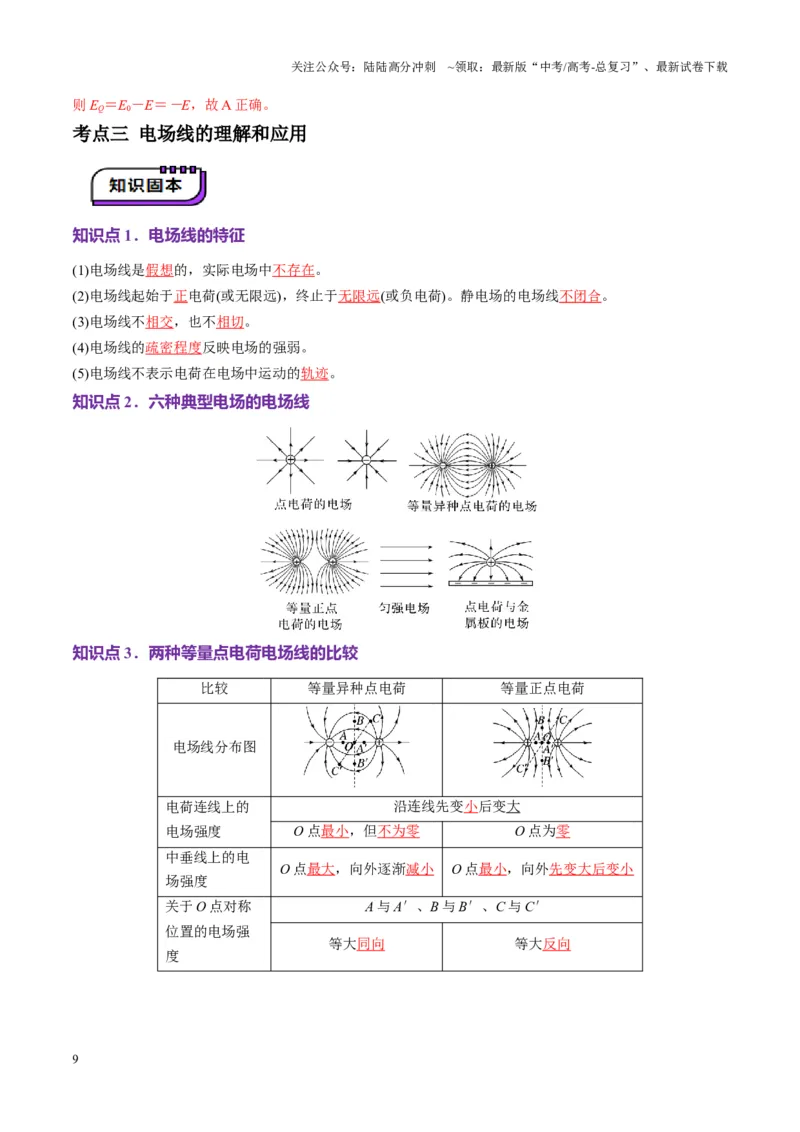 《第33讲静电场中力的性质（讲义）（教师版）_04-物理-高考总复习_一轮复习_2025年_2025年高考物理一轮复习讲义+练习+课件（新教材新高考）_第九章静电场》第9页预览