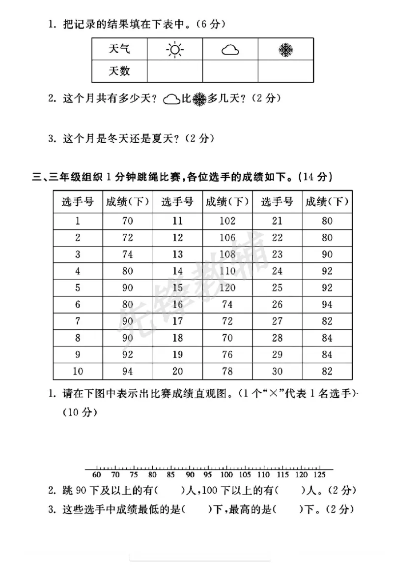 《三年级（下）数学第七单元测试卷《北师版》_3年级下册同步教辅_3下-数学_三下数学单元+期中+期末测试卷_三下数学北师大版试卷_三下数学《北师大》单元测试卷》第2页预览