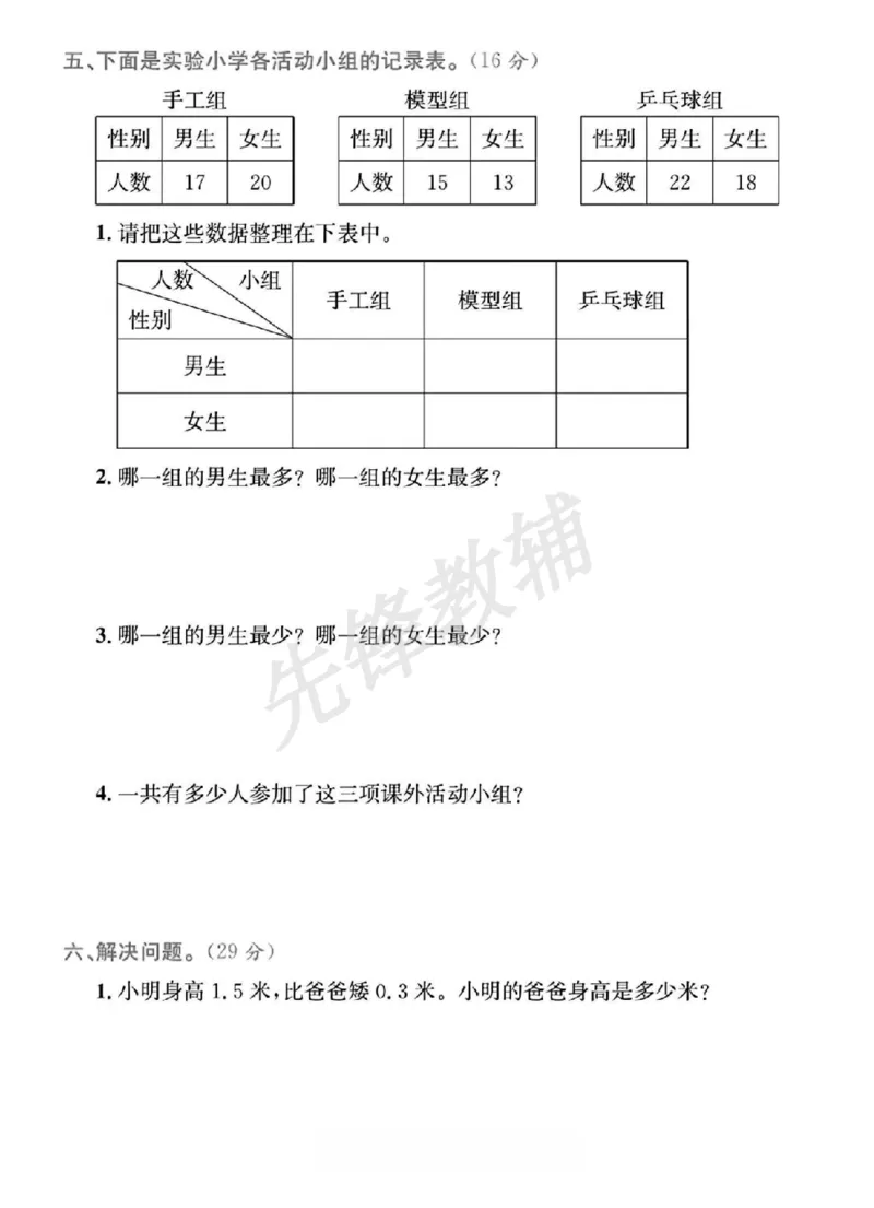 《三年级（下）数学期末试卷2《人教版》_3年级下册同步教辅_3下-数学_三下数学单元+期中+期末测试卷_三下数学人教版试卷_三下数学《人教版》期末测试卷》第3页预览