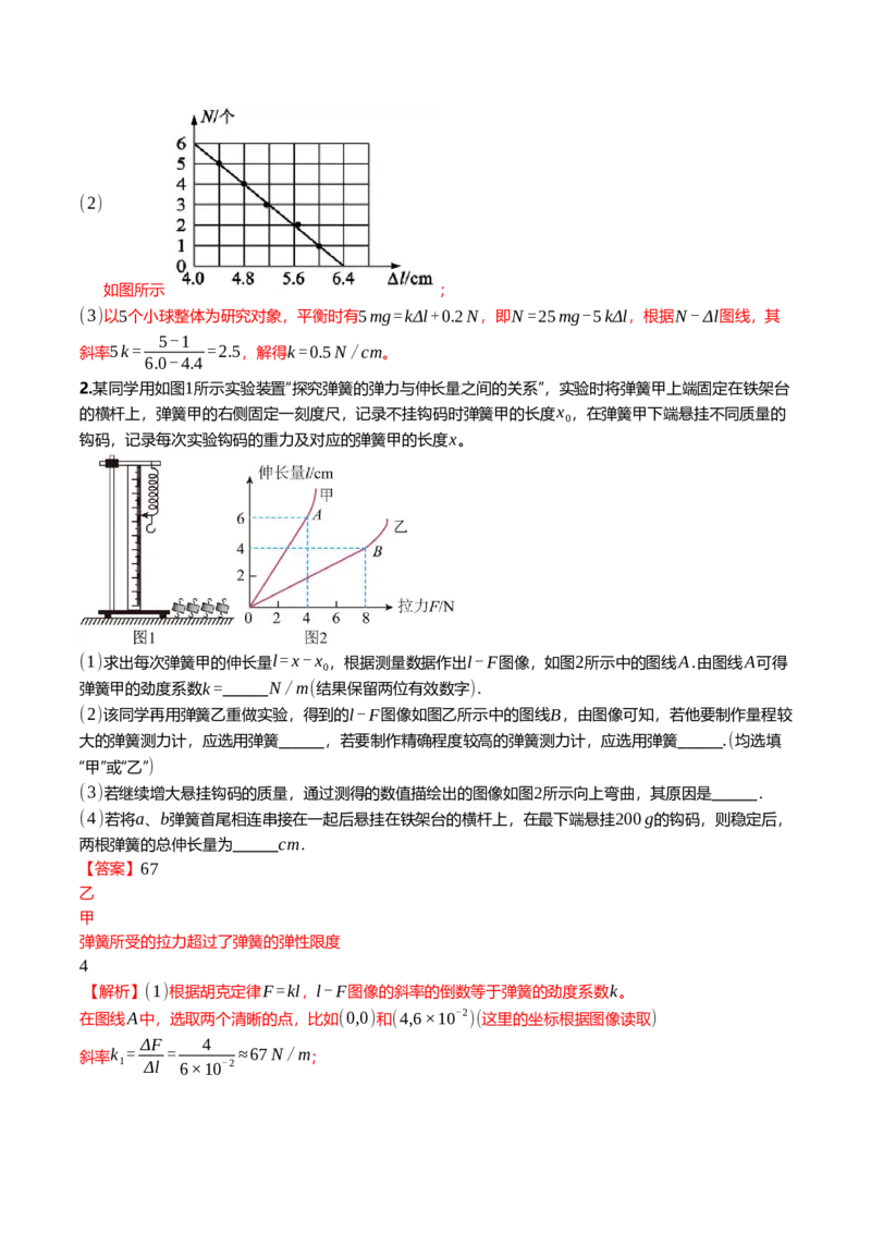 《2.5探究弹簧弹力与形变量的关系专项训练(教师版）_高考一二三轮复习_物理_2026年_2026年高三一轮物理人教版考点题组分层练-G406(1)_资料》第2页预览