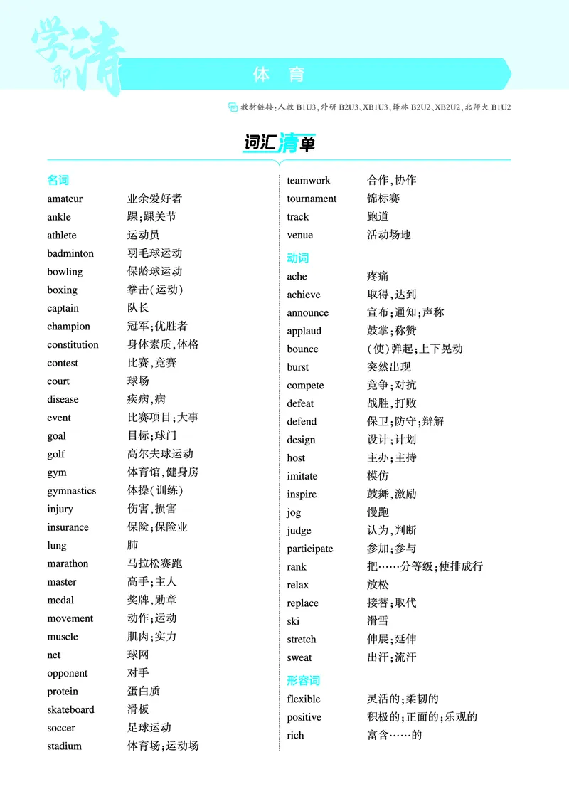 《1_体育（教参PDF）_2025版教学资源包_（总复习系列）2025版《5年高考3年模拟》新高考版A版（⭐全科）_2025版.新高考版.高考总复习.英语.5·3A版_词汇册_体育_2_PDF教参电子书》第1页预览
