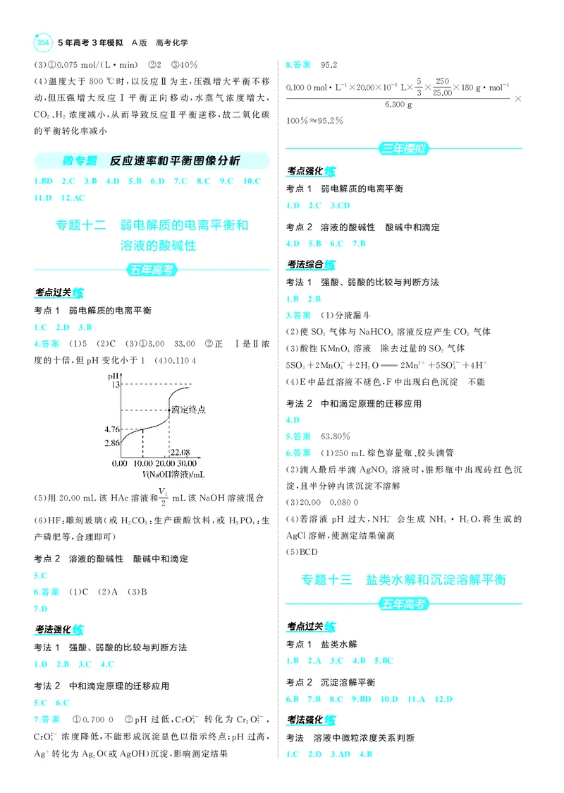 《1_25版53A新高考化学答案册答案速查_2025版教学资源包_（总复习系列）2025版《5年高考3年模拟》新高考版A版（⭐全科）_2025版.新高考版.选考总复习.化学.5·3A版_第三部分答案速查》第8页预览
