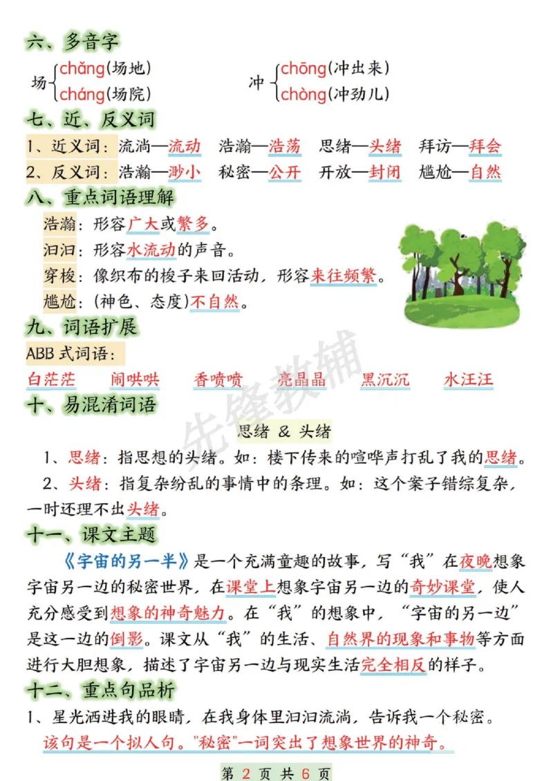 《三年级（下）语文第五单元知识点汇总(2)_3年级下册同步教辅_3下-语文_三下语文核心考点》第2页预览