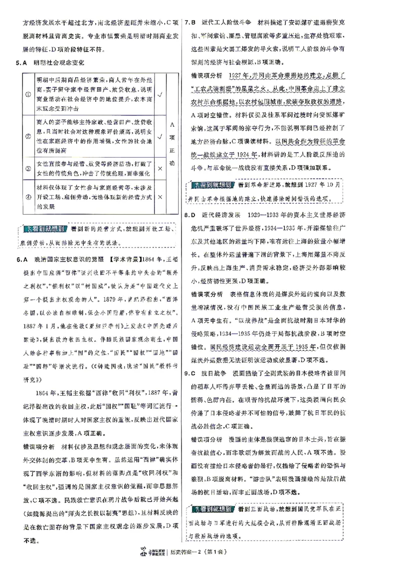 《历史答案A4_652027《天星教育•金考卷特快专递》（第1-3期）（高考）（9科全）_2027《天星教育•金考卷特快专递》（第2期）（高考）（9科全）》第6页预览