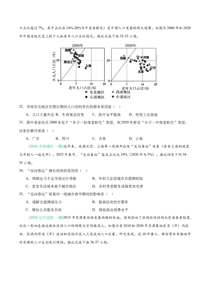 《专题04人口与城乡发展（3大考点）（学生版）_地理_2027年高考地理专项复习_2026年高考地理一模试题分类汇编（黑吉辽蒙专用）-G238_2026版》第8页预览