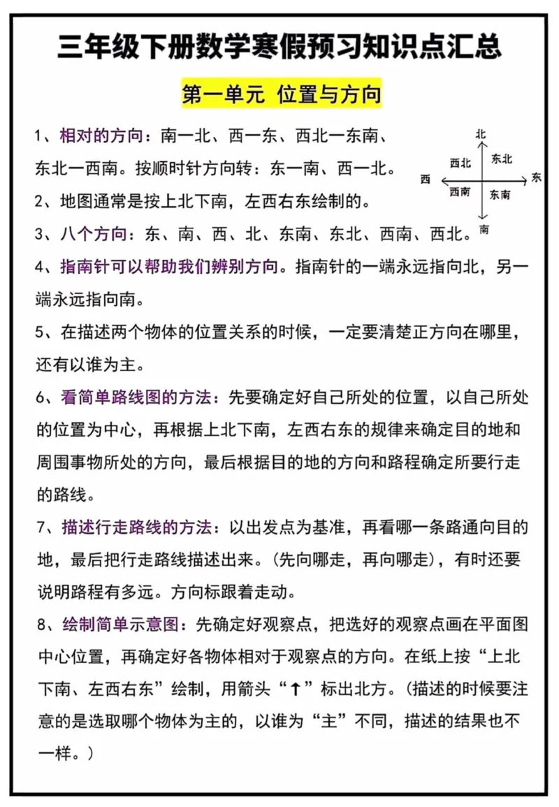 《三（下）寒假预习知识点汇总_3年级下册同步教辅_3下-数学_三下数学重点必背》第1页预览