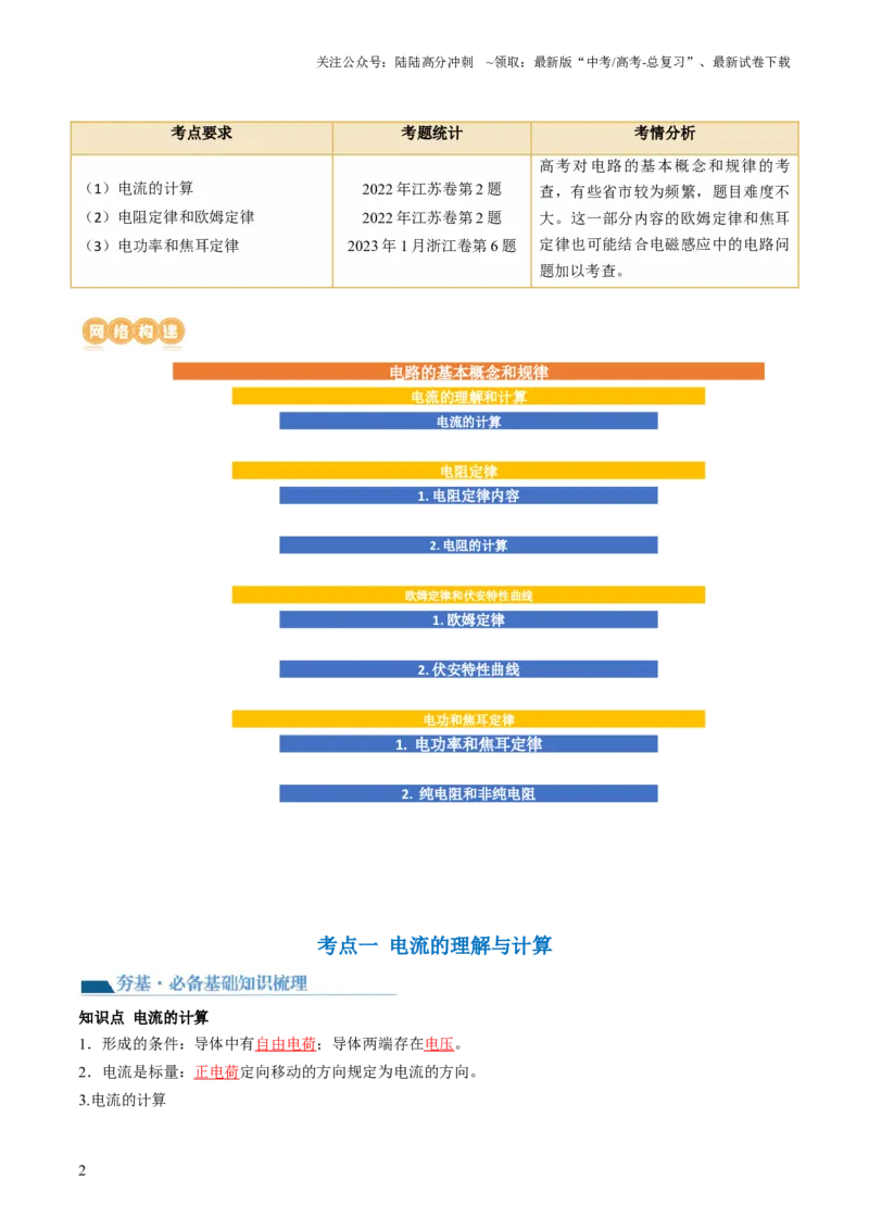 《第42讲电路的基本概念和规律（讲义）（解析版）_04-物理-高考总复习_一轮复习_2024年_2024年高考物理一轮复习讲练测（讲义+练习+课件）（新高考）_讲义+练习》第2页预览