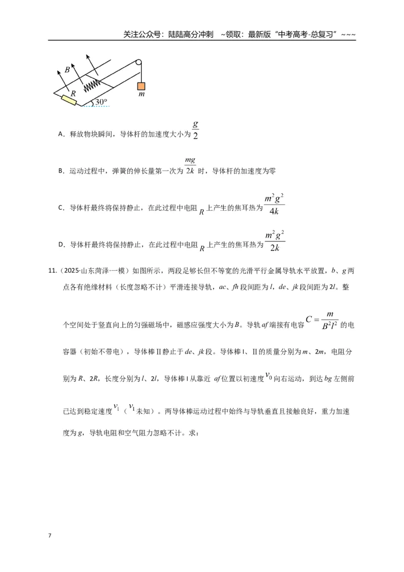 《第55讲 电磁感应中的动力学和能量问题（专项训练）（湖南用）（学生版）_04-物理-高考总复习_一轮复习_2026年-物理高考一轮复习_2026年高考物理一轮课件+讲义+练习（湖南专用）-G331》第7页预览